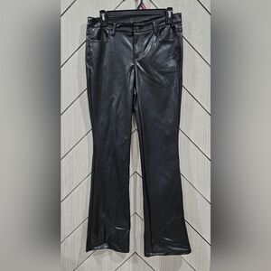 No Boundaries Dark Brown Mid Rise Faux Leather Bootcut Pants
